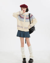 Fair Isle Button - Up Round Neck Knit Sweater - COPPING THREADS - CT Select